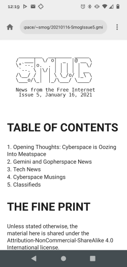 A screenshot of Ariane on Android 10